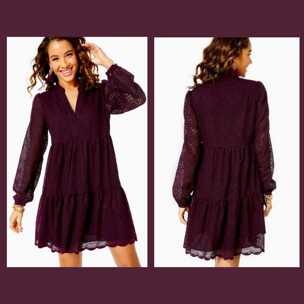 💋HTF Lilly Pulitzer💋 - Winona Long Sleeve Eyelet Swing Dress
